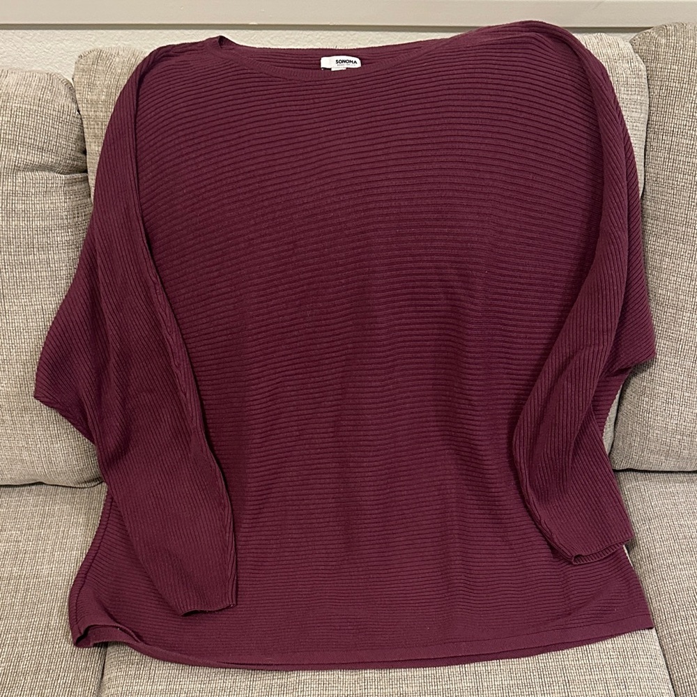 Sonoma Women's Deep Burgundy Crew Neck Sweater